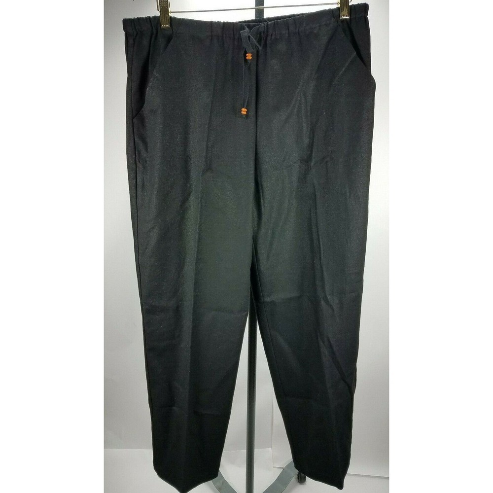 Alfred Dunner women linen blend pockets black tie pants size 14